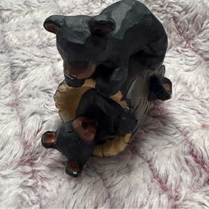 Charming Black Bear Cubs Sculpture